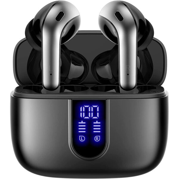 True Wireless Bluetooth Earbuds with Charging Case and LED Power Display