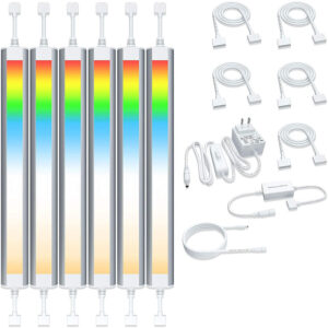 Smart RGB LED Under Cabinet Light Bar Kit with App & Voice Control (6-Pack)